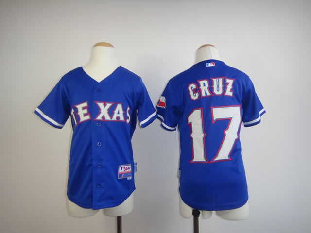 Youth Texas Rangers 17 Cruz Blue MLB Jerseys